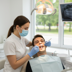 Dentist examining patient for early dental problems at the best dentist in Valasaravakkam