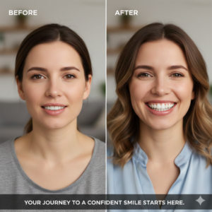 Smile makeover before and after results at Beyond Smiles Dental Care Valasaravakkam